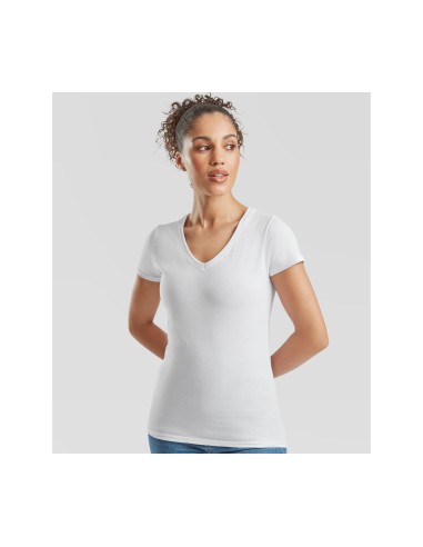 FRU-0613980-Ladies Valueweight V Neck T